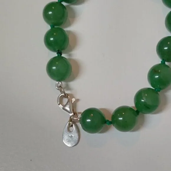 Handcrafted Bead Bracelet - Green Aventurine Semi-Precious & Sterling Silver - Picture 2 of 9